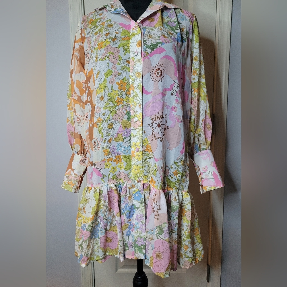 KAIMILAN Floral Tiered Shirt Dress. NWT Sz 6 - Picture 6 of 8